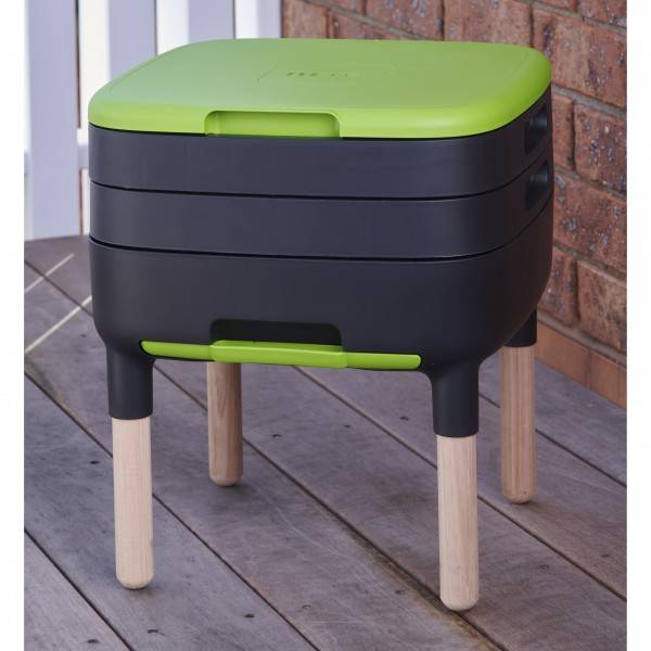 Ferme Du Moutta - Moutta I TinyWorm Design & Compact I Lombricomposteur 3 Plateaux I Kit Complet I Tiroir Coulissant I Pieds Bois Massif - Imagen 3