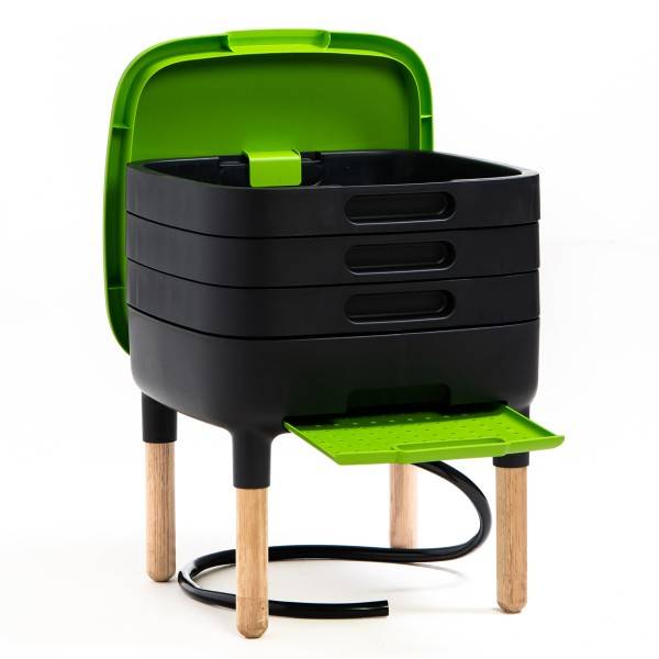 Ferme Du Moutta - Moutta I TinyWorm Design & Compact I Lombricomposteur 3 Plateaux I Kit Complet I Tiroir Coulissant I Pieds Bois Massif - Imagen 2