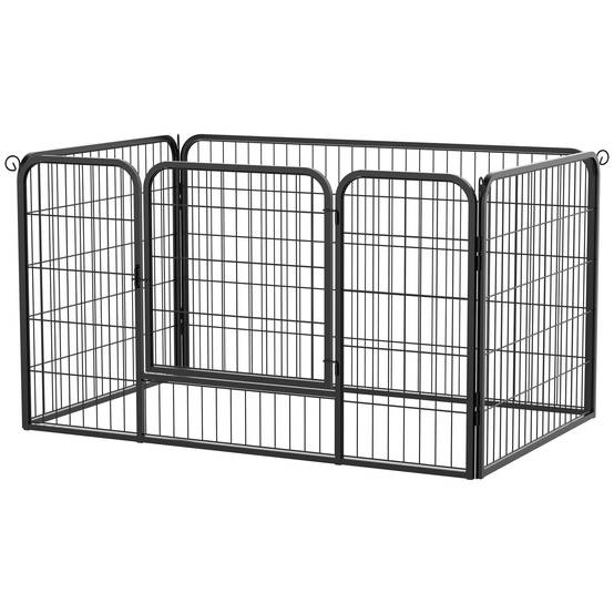 Parc à jeux rectangulaire pour chien avec 4 panneaux métalliques, porte et double verrouillage, enclos d'éducation, 125 x 80 x 70 cm, noir - Image 2