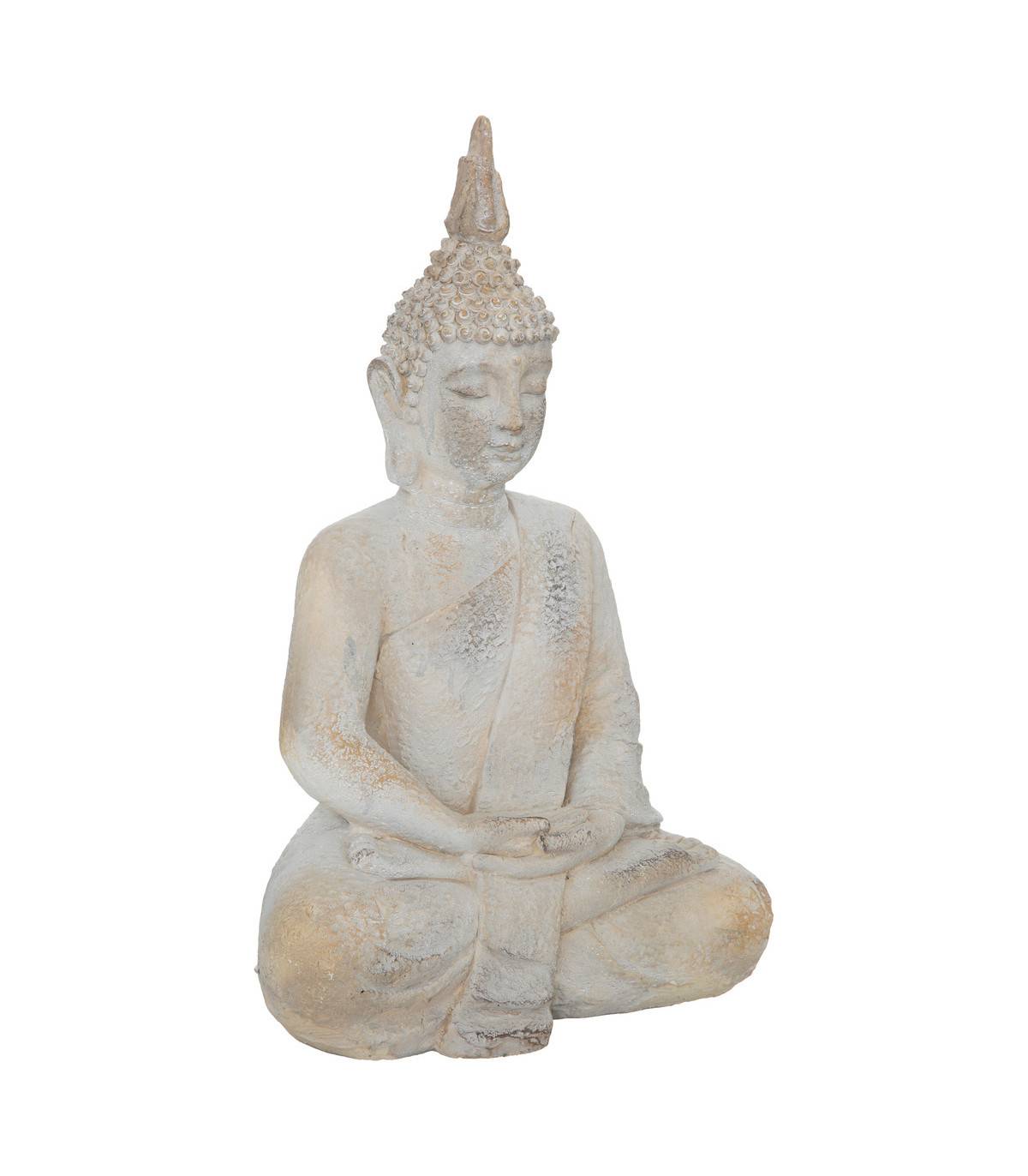 Statue décorative Bouddha en résine Blanc chaud H 50 cm - Imagen 1