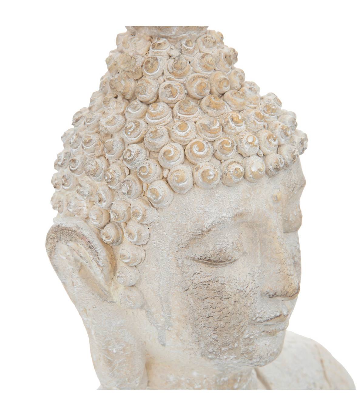 Statue décorative Bouddha en résine Blanc chaud H 50 cm - Imagen 2