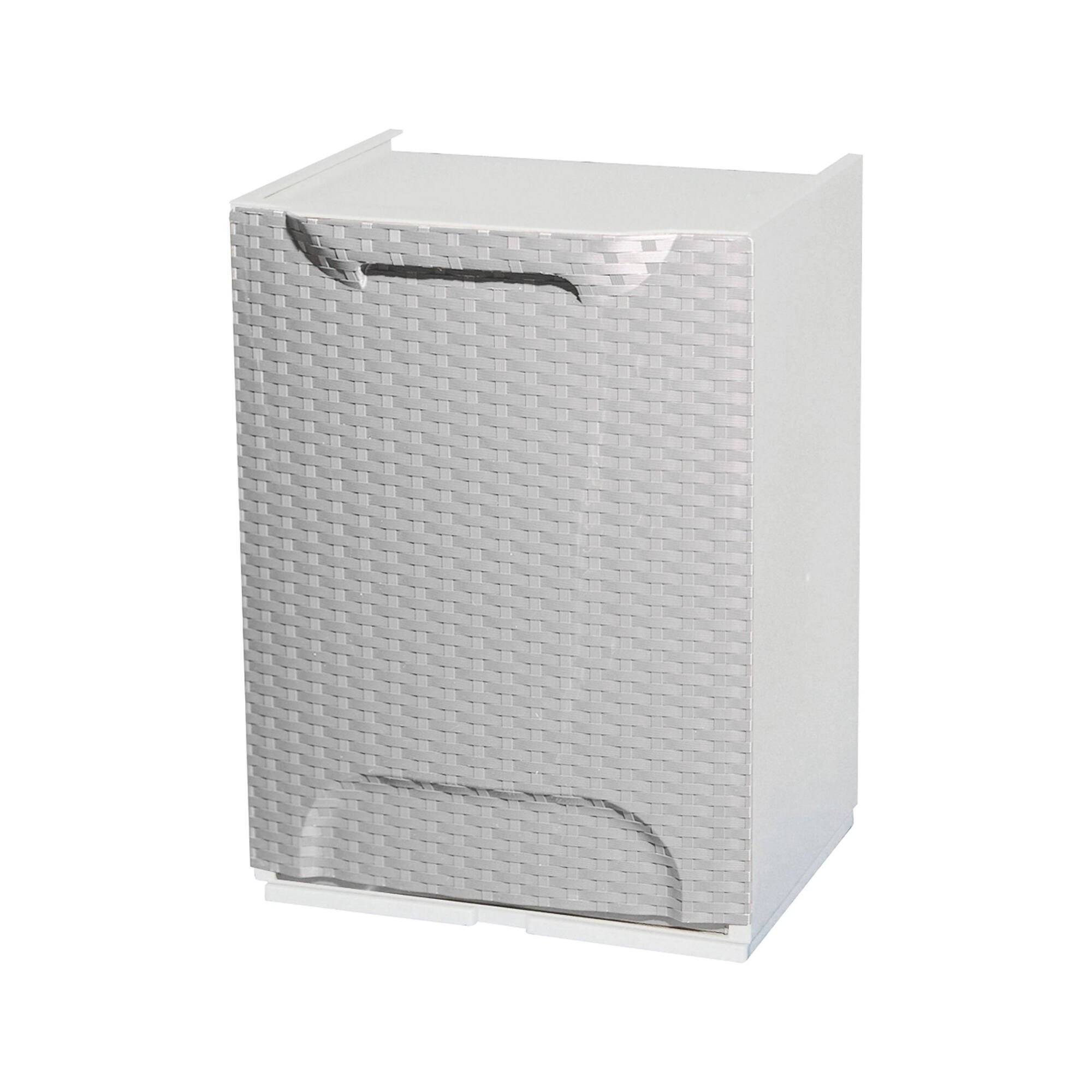 Dmora - Armoire d'extérieur Dbertagnol, Mobilier d'extérieur, Meuble de balcon polyvalent effet rotin, 100% Made in Italy, 34x29h47 cm, Blanc - Dmora - Imagen 1