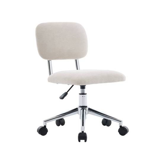sweeek - Chaise de bureau enfant à roulettes ajustable tissu chenille beige - Amory Kid | sweeek - Image 2
