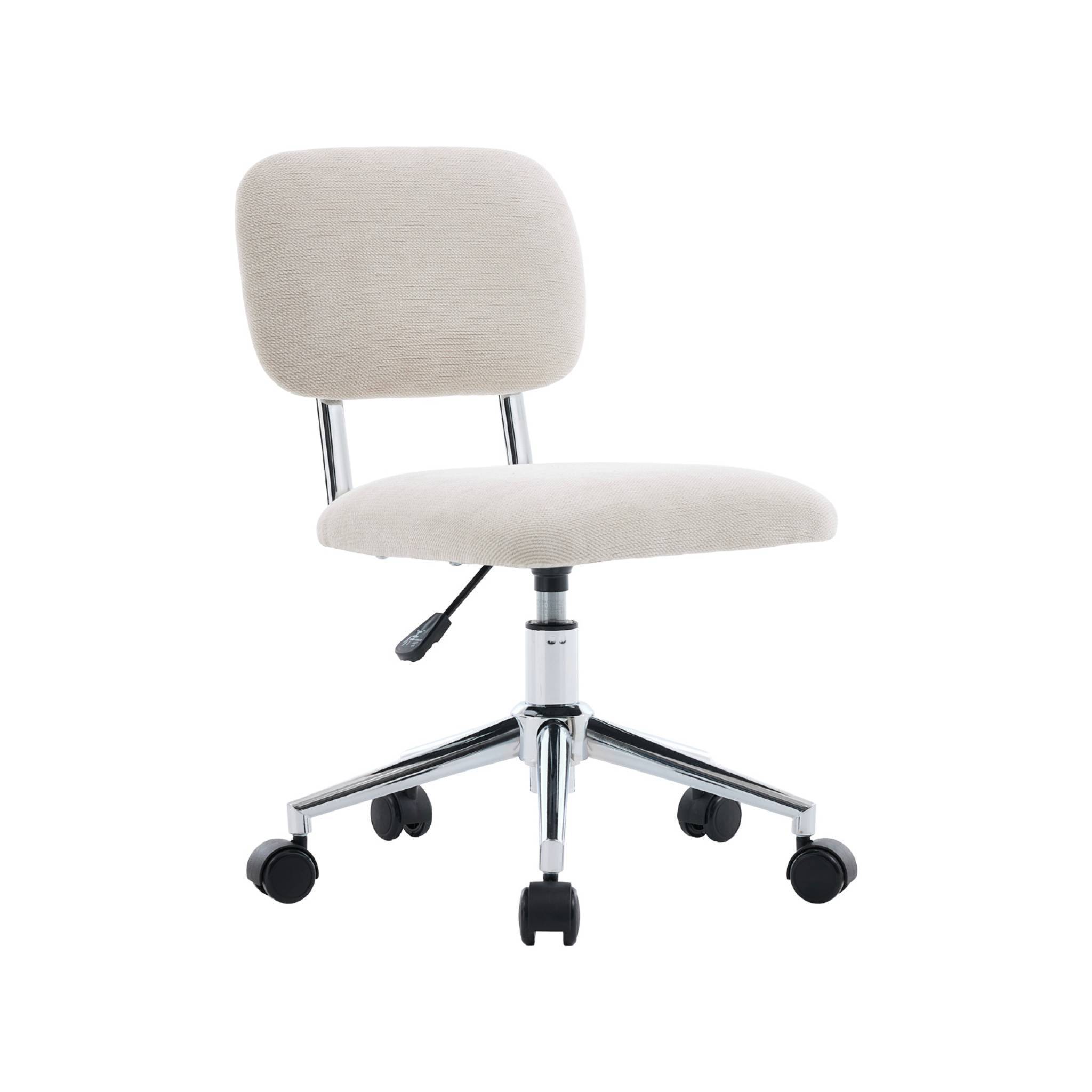 sweeek - Chaise de bureau enfant à roulettes ajustable tissu chenille beige - Amory Kid | sweeek - Image 2