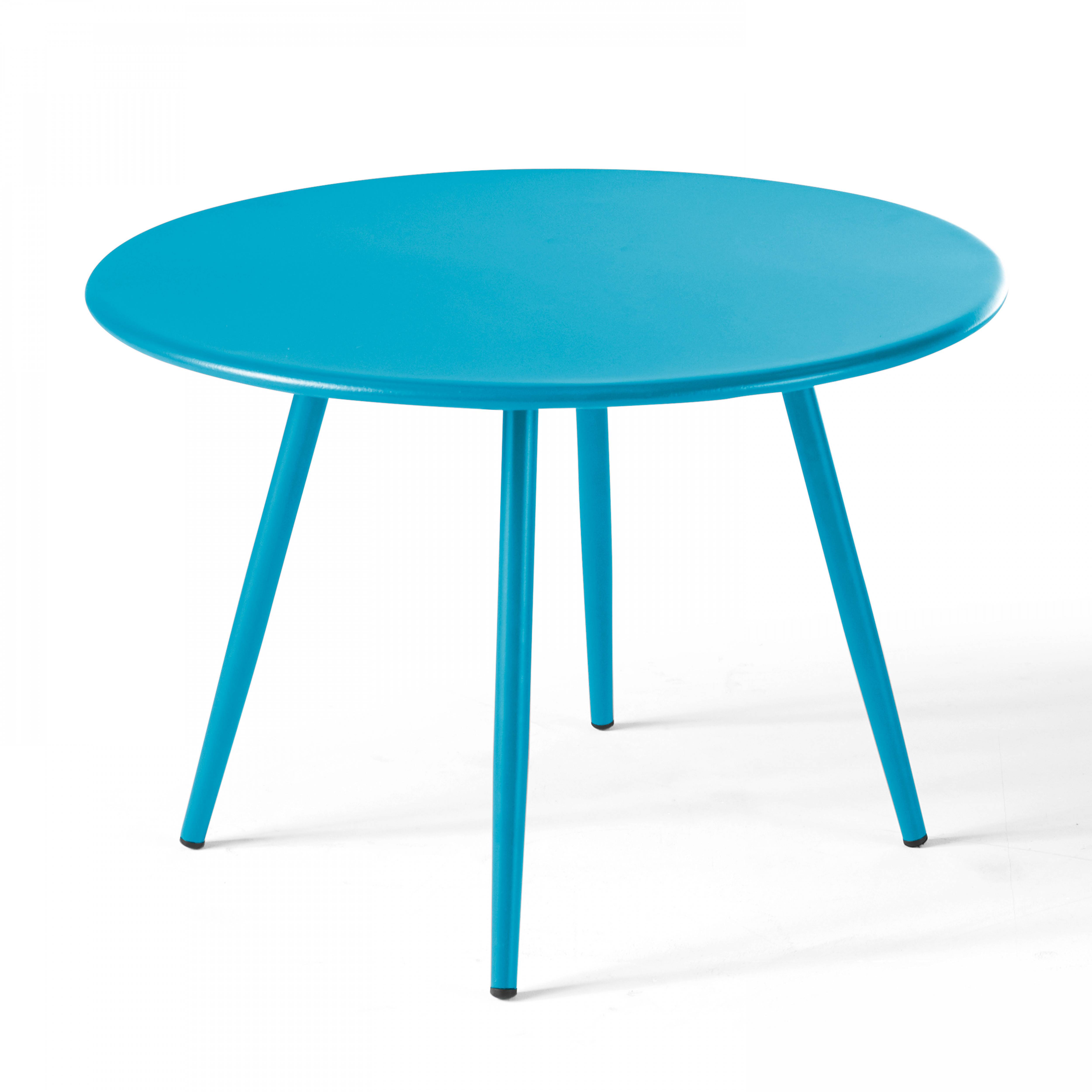 Oviala - Table basse de jardin ronde en métal bleu 50 cm Palavas - Oviala - Imagen 1
