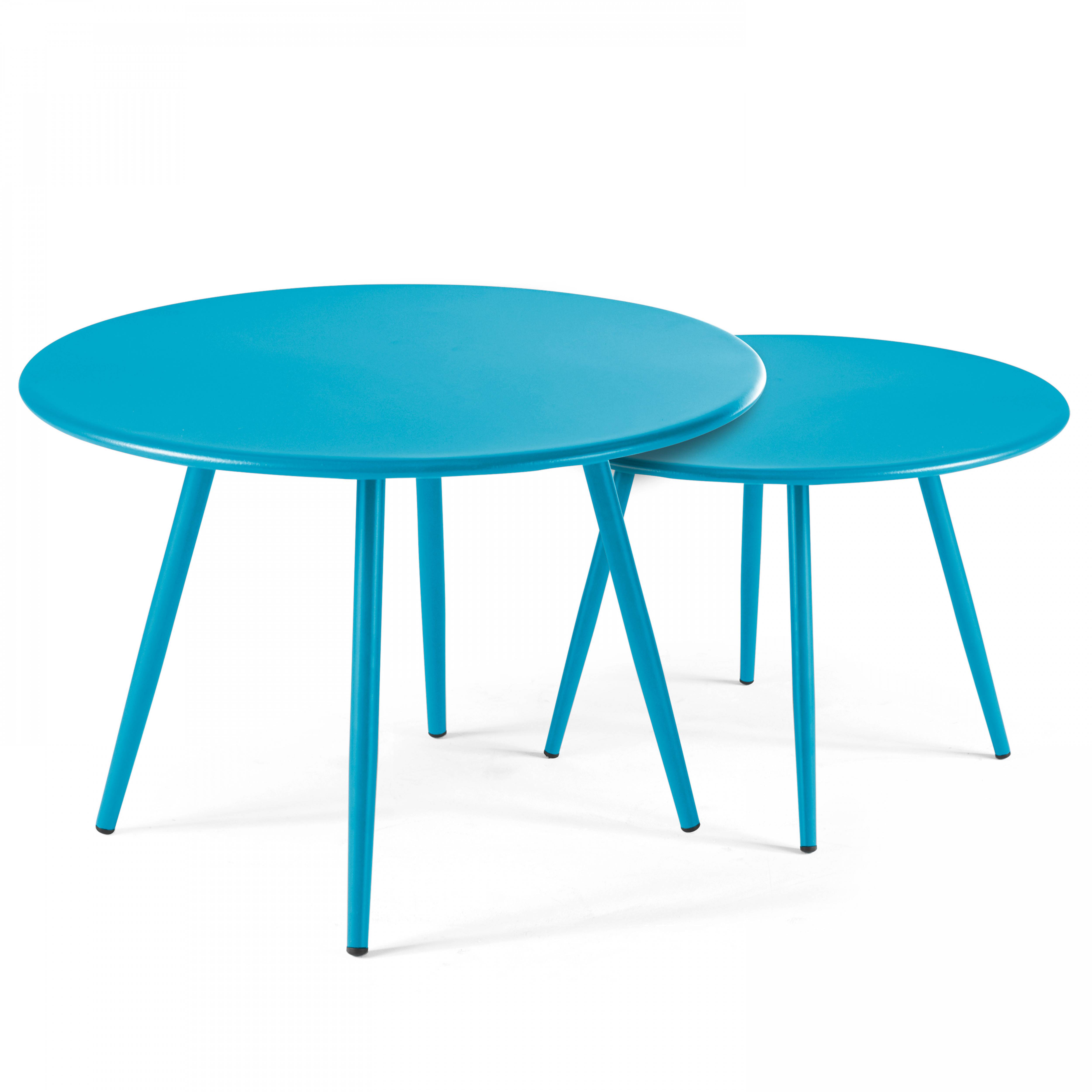 Oviala - Table basse de jardin ronde en métal bleu 50 cm Palavas - Oviala - Imagen 6