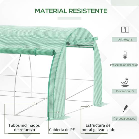 Serre Tunnel 12m² Acier Galvanisé avec Parois Latérales Enroulables 4x3x2 m Vert - ComfortXL Outdoor Living - Image 6