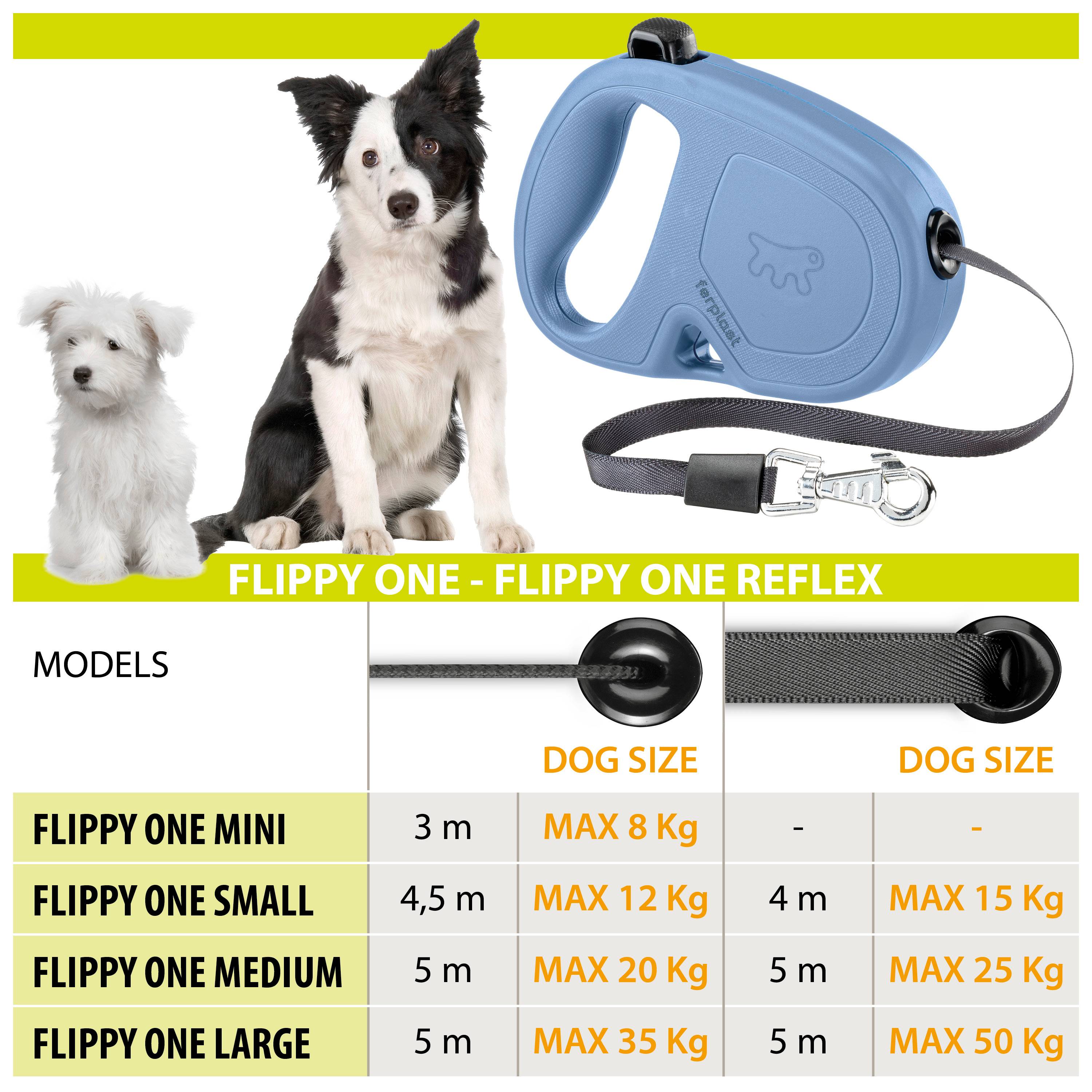 Ferplast - Ferplast Laisse Chien Enrouleur FLIPPY ONE, Laisse pour Grands Chiens jusqu'à 50 Kg. Sangle Extensible max 5 m. Bouton unique pour verrouiller et - Imagen 2
