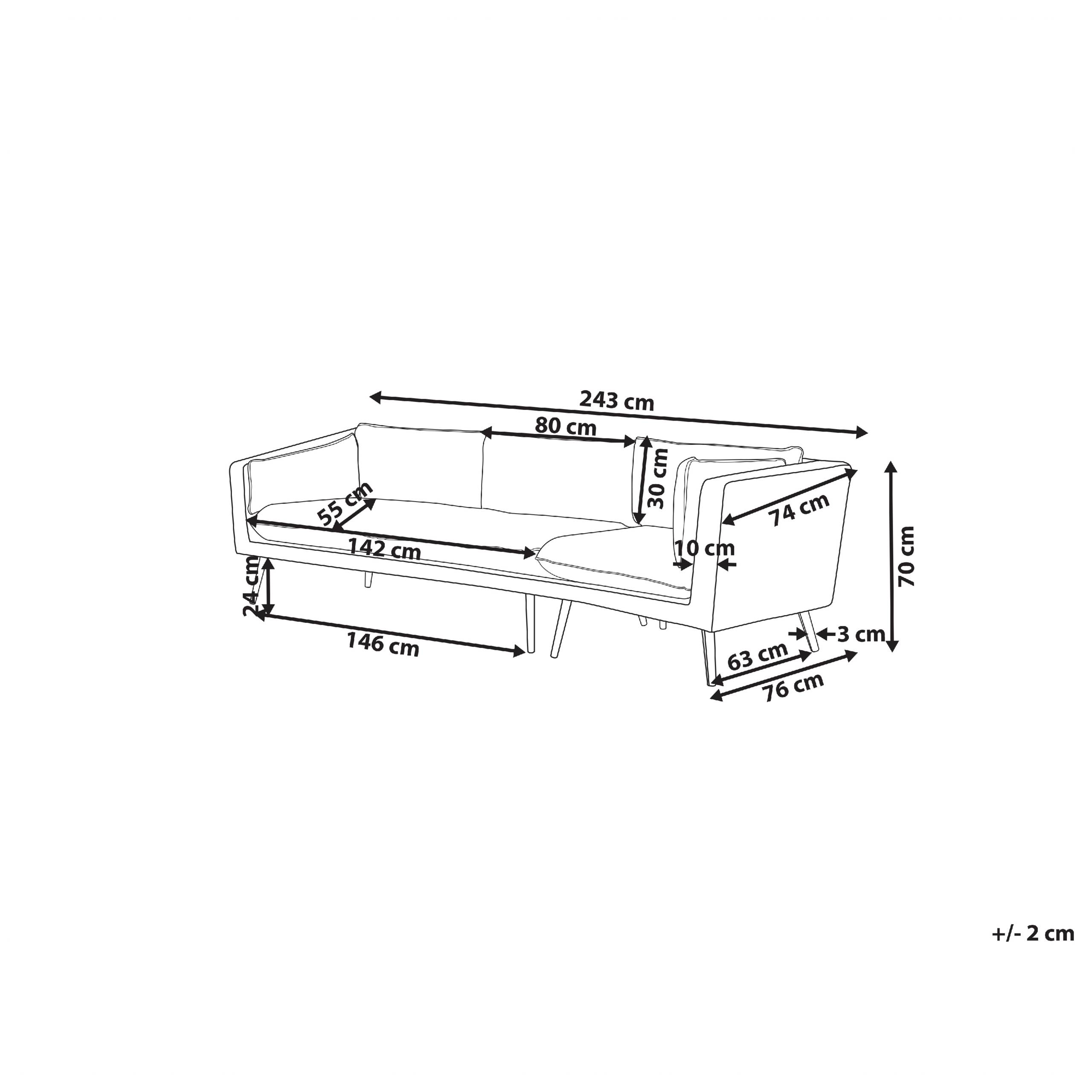 Beliani - Canapé de jardin, 3 Personnes Tissu Beige LORETELLO - Beliani - Imagen 3
