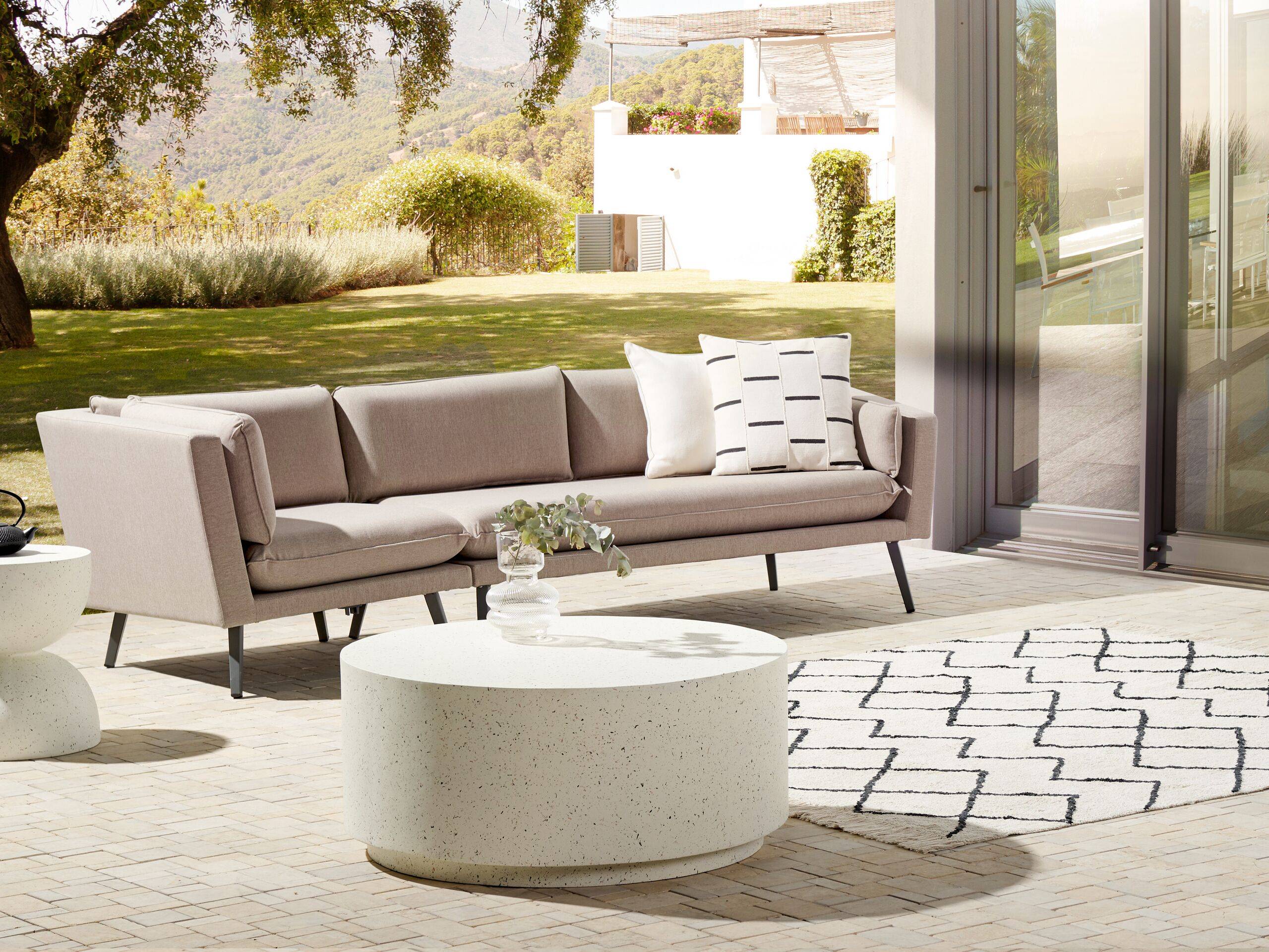 Beliani - Canapé de jardin, 3 Personnes Tissu Beige LORETELLO - Beliani - Imagen 1
