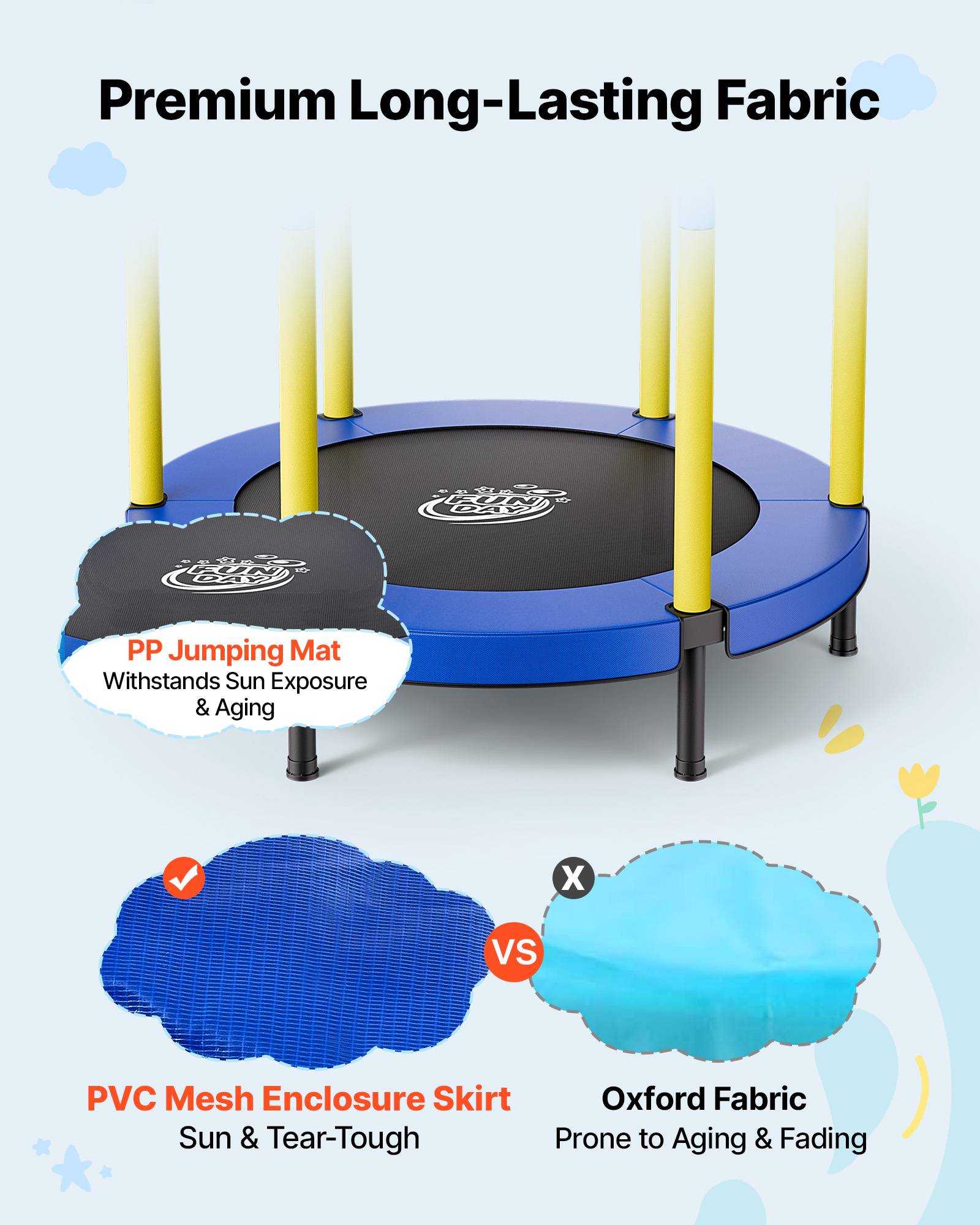 Vevor - VEVOR Trampoline enfants Ø140 cm avec filet de sécurité, cadre galvanisé, montage facile, intérieur et extérieur, capacité 60 kg. - Image 6