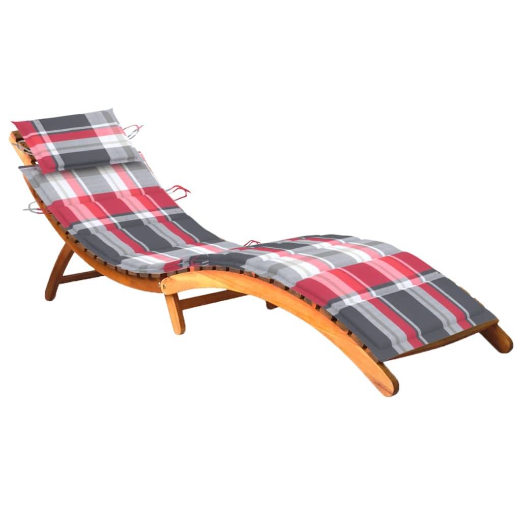 Helloshop26 - Transat chaise longue bain de soleil lit de jardin terrasse meuble d'extérieur avec coussin bois d'acacia solide - Imagen 1