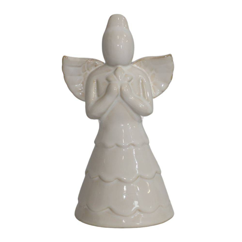 Chemin De Campagne - Statue statuette sculpture déco ange Noël céramique blanche 19cm Chemin de campagne - Imagen 1
