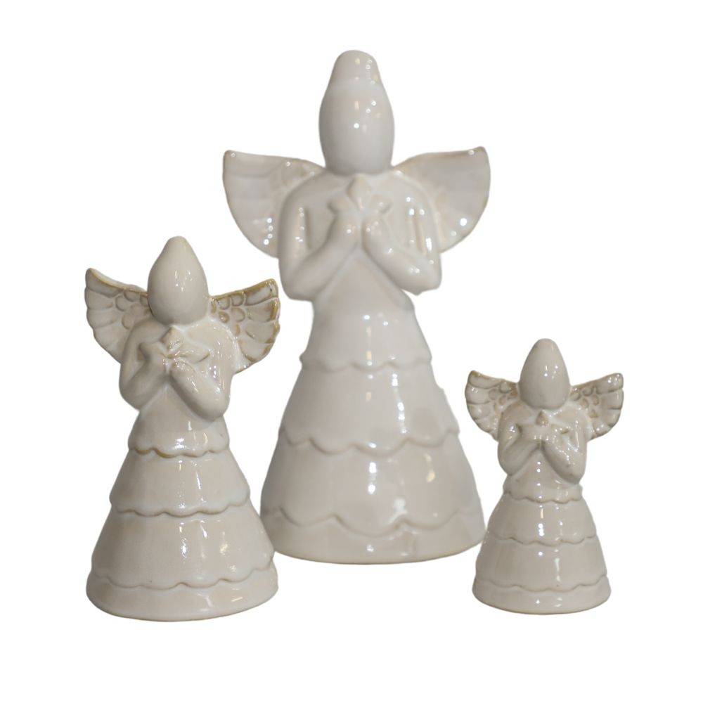Chemin De Campagne - Statue statuette sculpture déco ange Noël céramique blanche 19cm Chemin de campagne - Imagen 6