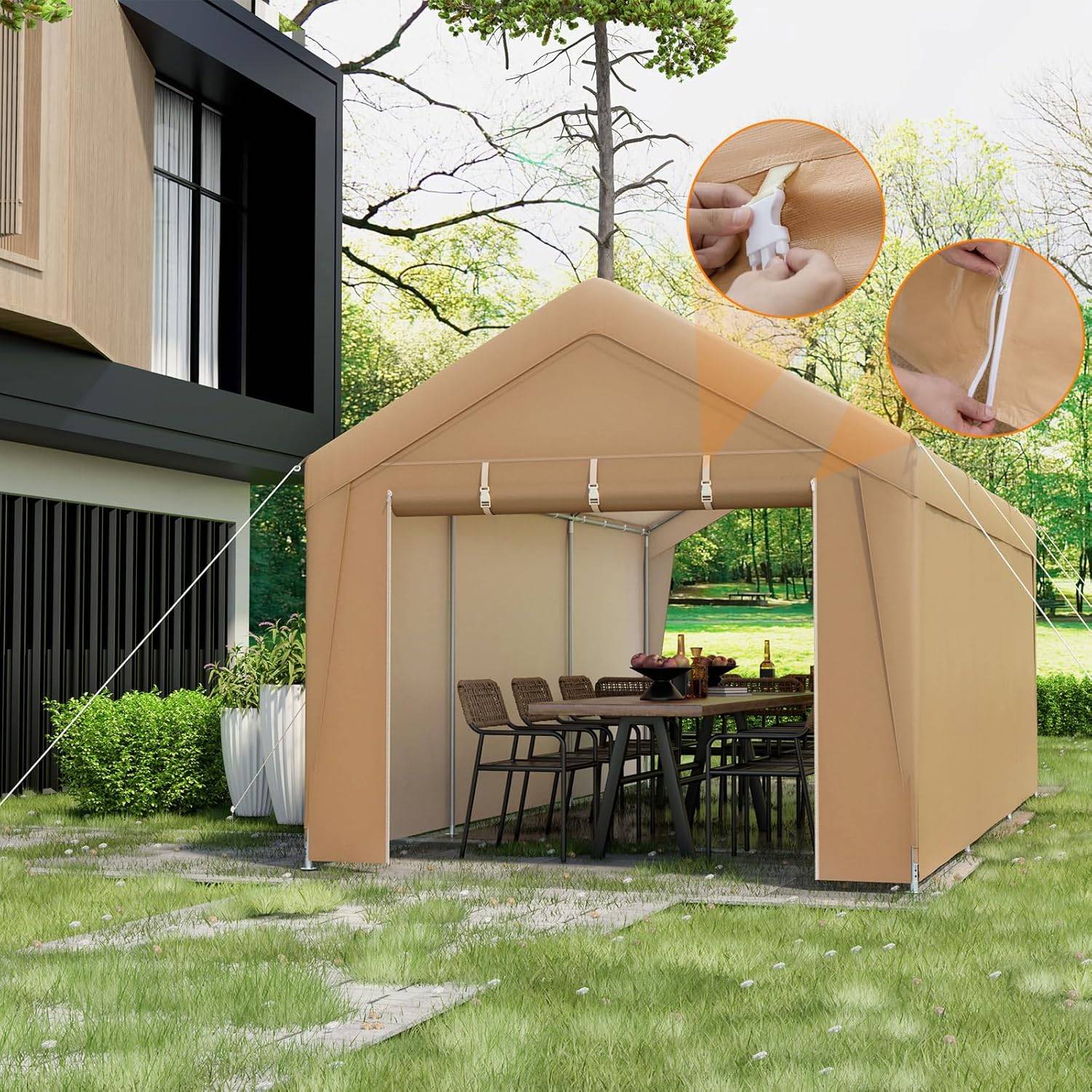 kistler zelte Aufblasbare für Camping, Blow Up Glamping Zelte mit Handpumpe, einfach einzurichten 4 Saison wasserdicht Winddicht Outdoor Luft Zelte Haus, 2 Türen und 4 Fenster, 3 * 4M Sport & Freizeit Where nature, culture and 7640467045867 Size:S - 8