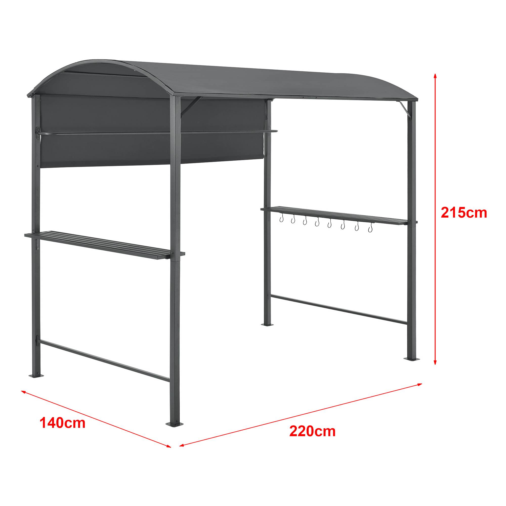 [en.casa] - Tonnelle de Barbecue Pyrgos 215 x 220 x 140 cm Anthracite Gris Foncé [en.casa] - Imagen 4