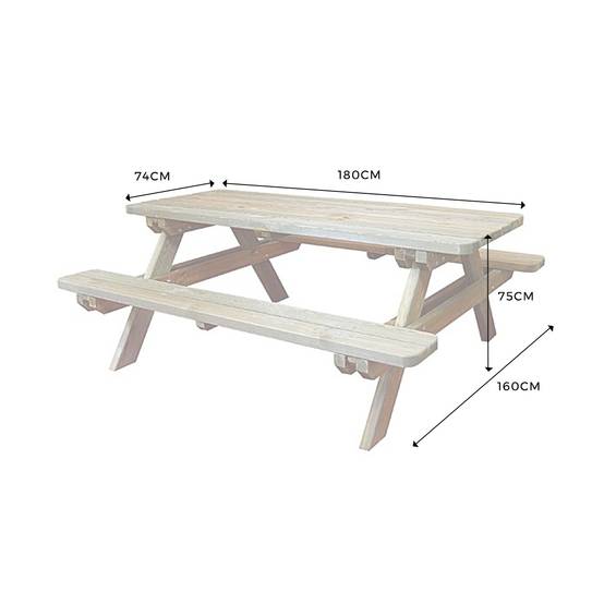 Table de pique-nique bois 4/6 places Rambouillet - Cémonjardin - Image 3