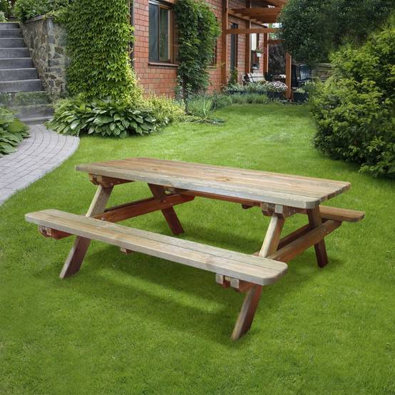 Table de pique-nique bois 4/6 places Rambouillet - Cémonjardin - Image 2