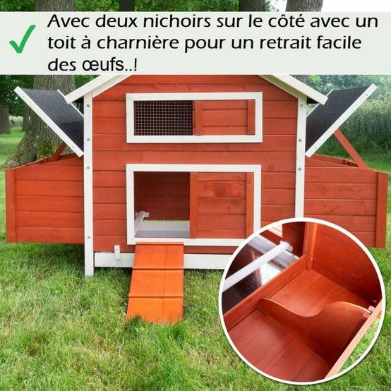 Poulailler en bois pour jardin extérieure Cage Canard avec Nichoir Modèle: 158 Betty rouge 171 x 90 x 113 cm SANS extension - Image 1