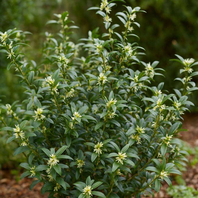 Sarcocoque à feuille de ruscus 'Dragon Gate' (Sarcococca ruscifolia 'Dragon Gate') - Godet 9cm - Pépinières Naudet