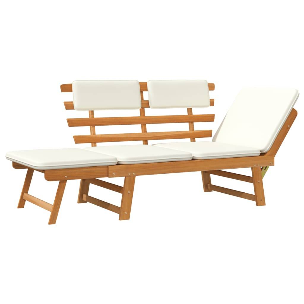 Helloshop26 - Banc de jardin 190 meuble de patio d'extérieur terrasse avec coussins 2-en-1 cm bois d'acacia massif - Imagen 3