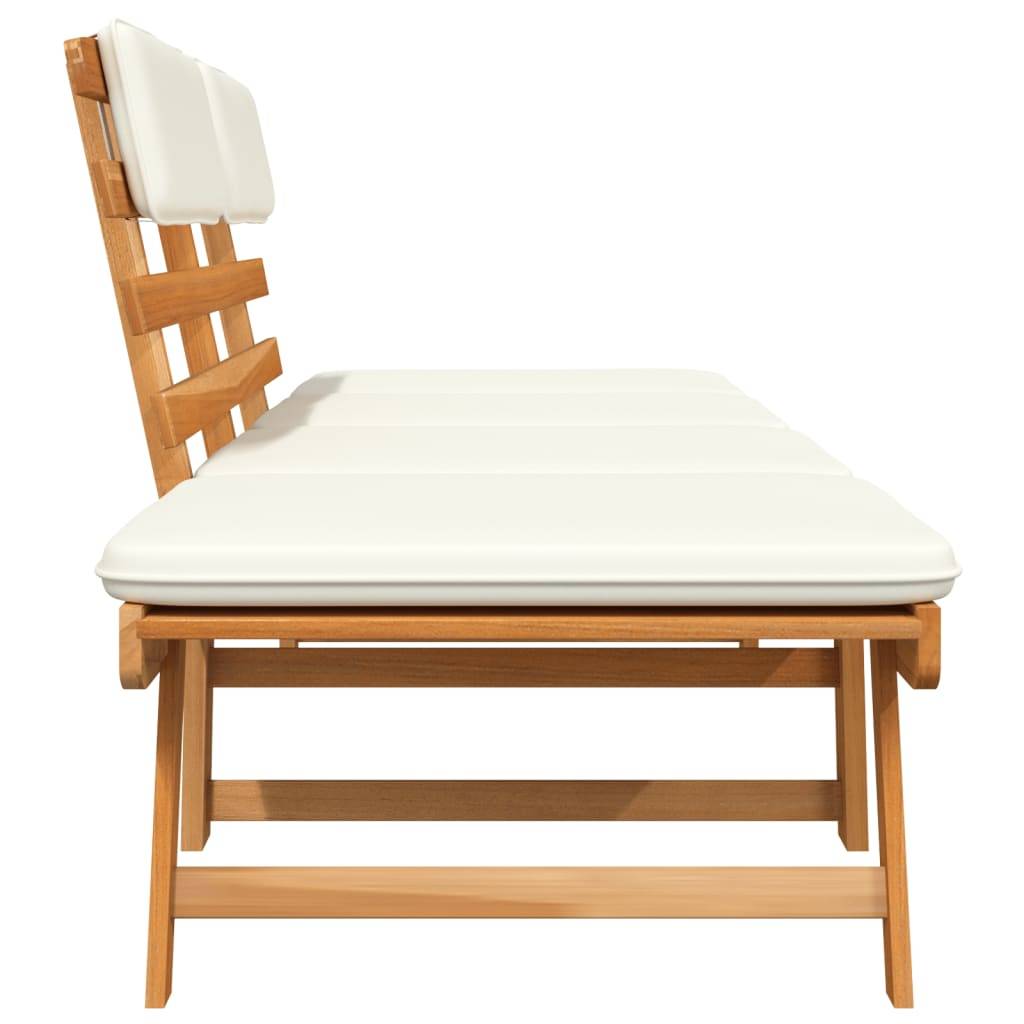 Helloshop26 - Banc de jardin 190 meuble de patio d'extérieur terrasse avec coussins 2-en-1 cm bois d'acacia massif - Imagen 5