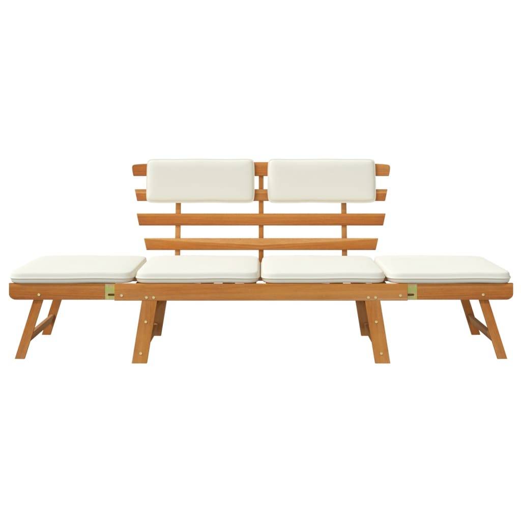 Helloshop26 - Banc de jardin 190 meuble de patio d'extérieur terrasse avec coussins 2-en-1 cm bois d'acacia massif - Imagen 4