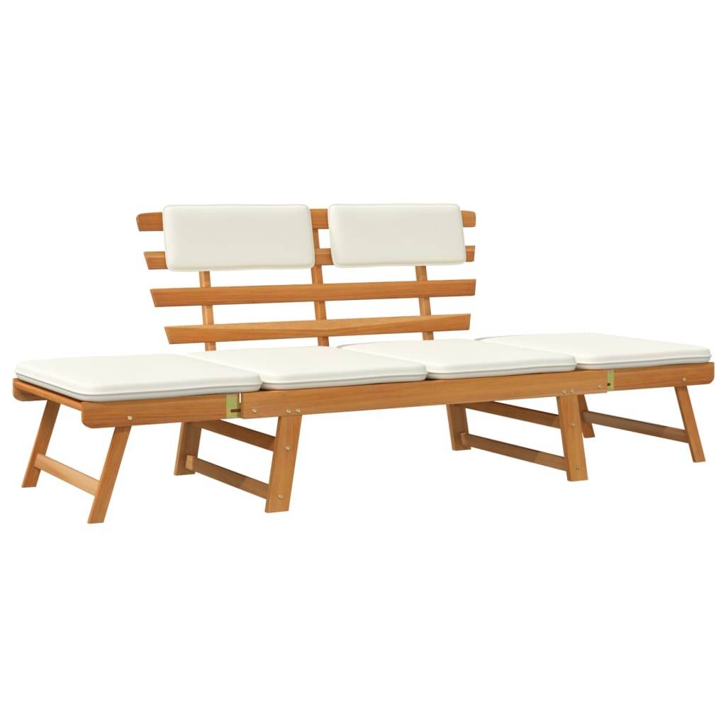 Helloshop26 - Banc de jardin 190 meuble de patio d'extérieur terrasse avec coussins 2-en-1 cm bois d'acacia massif - Imagen 1