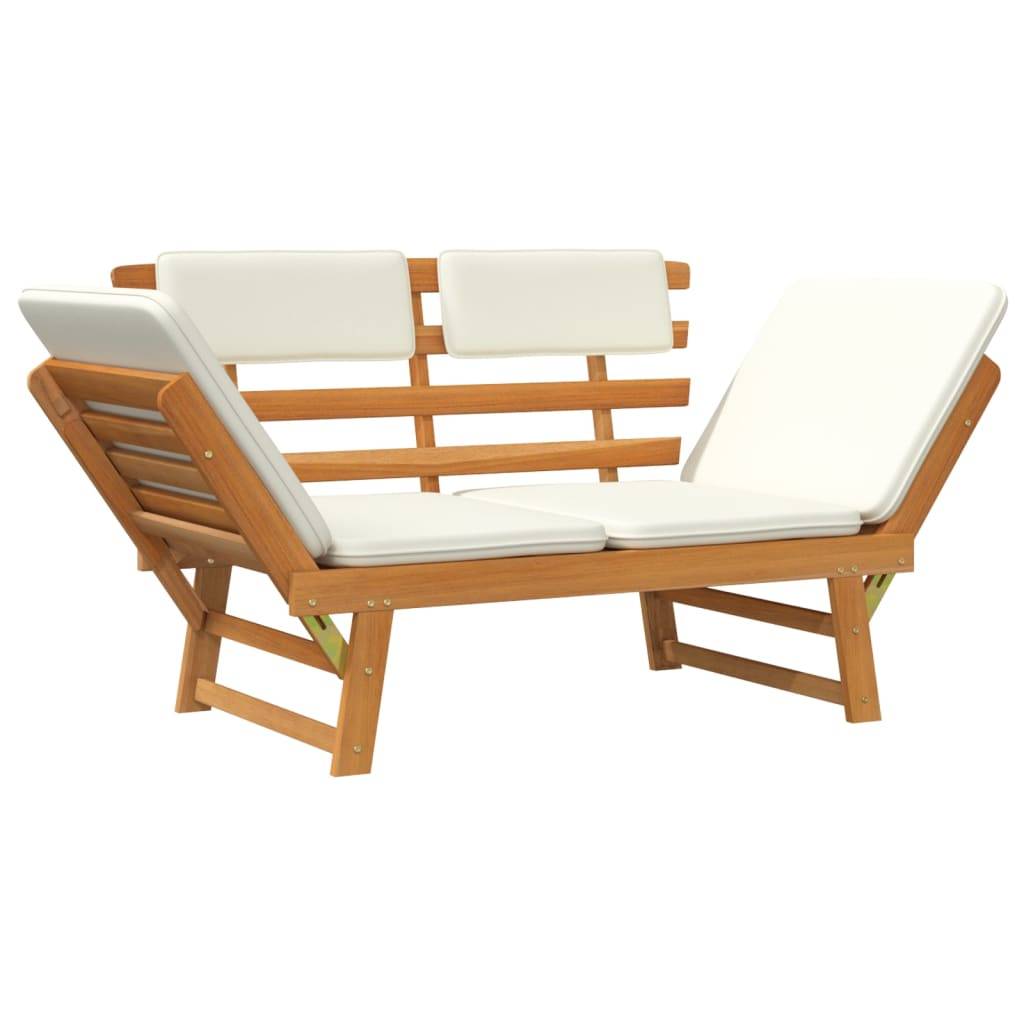 Helloshop26 - Banc de jardin 190 meuble de patio d'extérieur terrasse avec coussins 2-en-1 cm bois d'acacia massif - Imagen 2