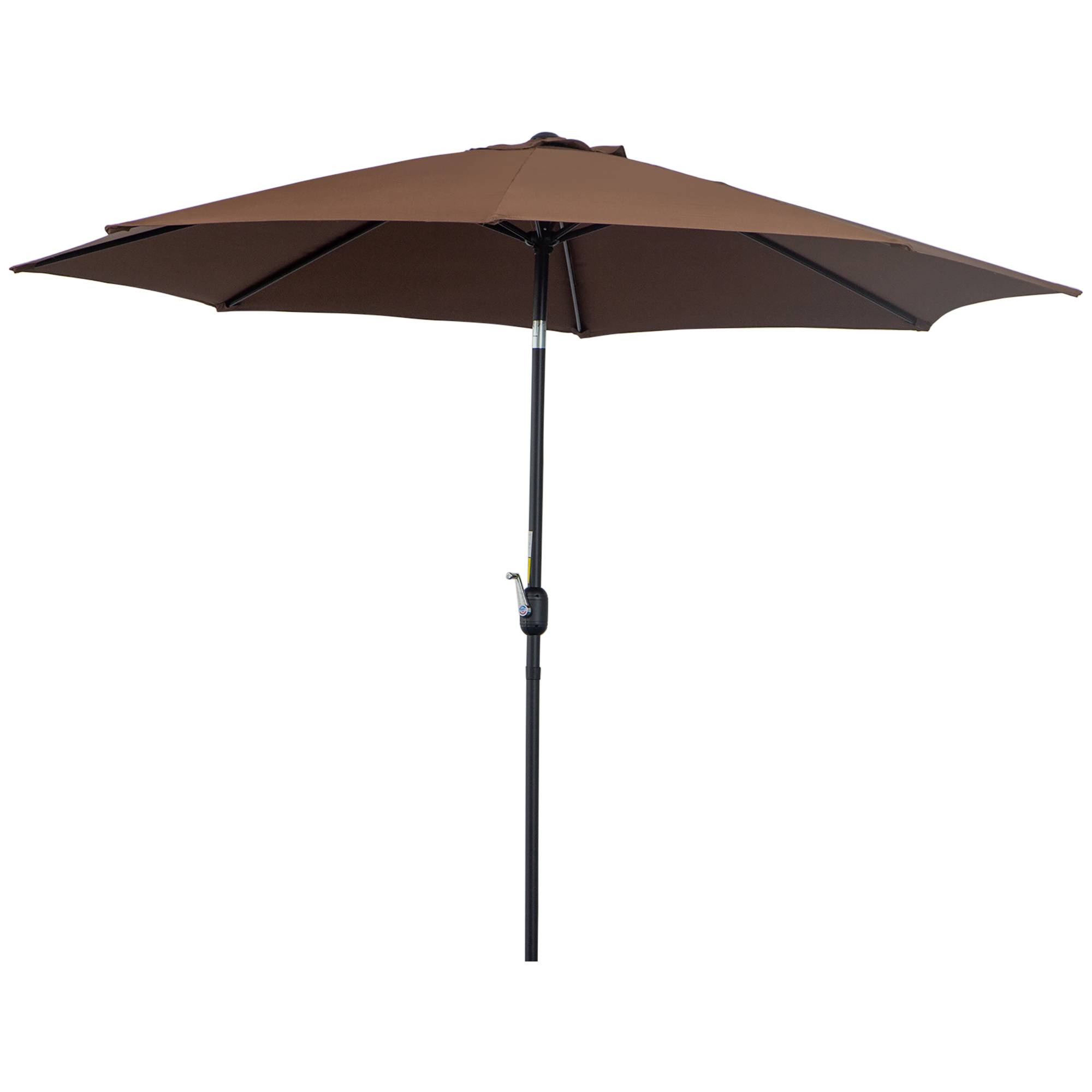 Parasol de jardin Ø295x250 cm, manivelle, inclinaison, mat metal demontable, terrasse piscine, marron - Image 2