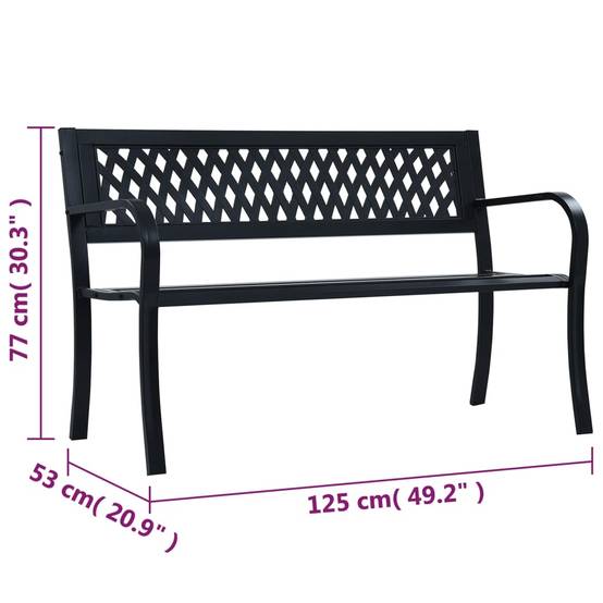 Banc de jardin | Banquette De Jardin | Banc Extérieur 125 cm Noir Acier Maison Chic - Image 8