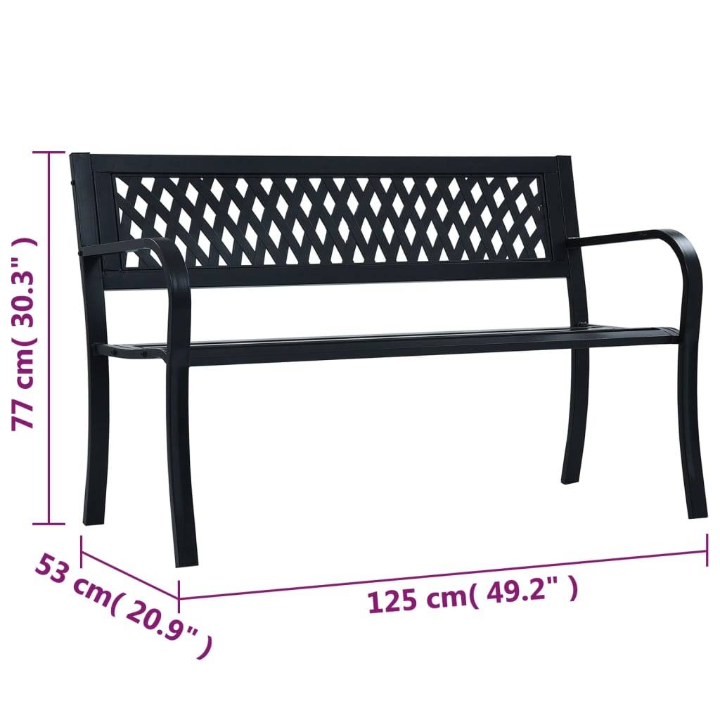 Banc de jardin | Banquette De Jardin | Banc Extérieur 125 cm Noir Acier Maison Chic - Image 8