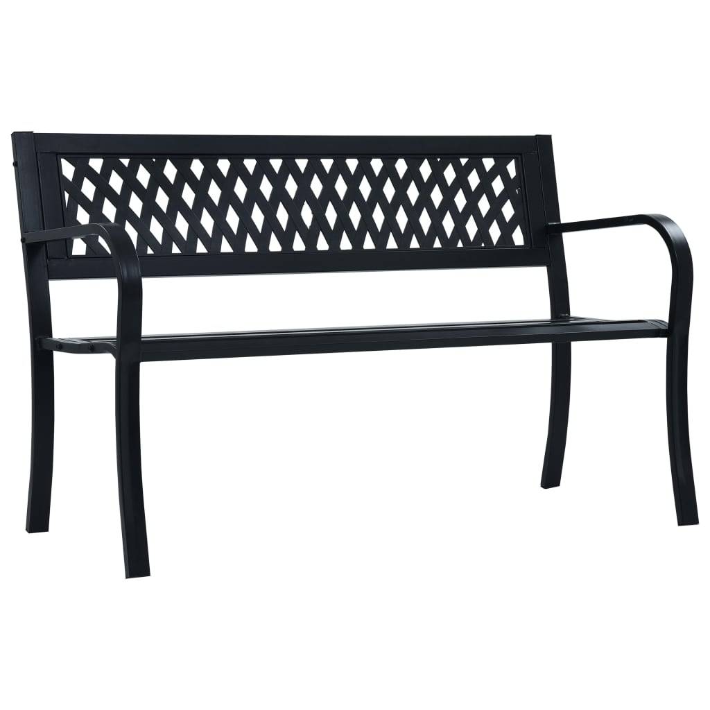 Banc de jardin | Banquette De Jardin | Banc Extérieur 125 cm Noir Acier Maison Chic - Image 2