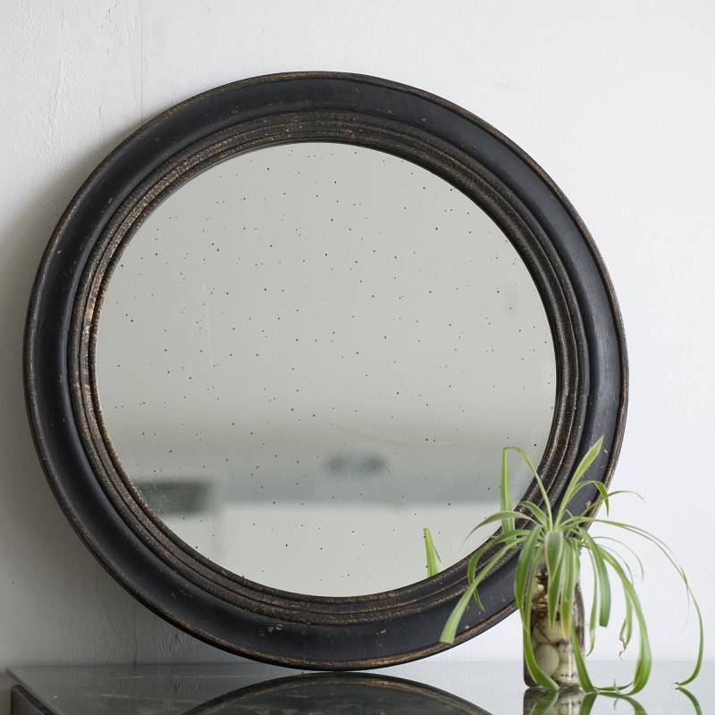 La Grande Prairie - Miroir rond noir vintage 60x60x2cm - Image 2