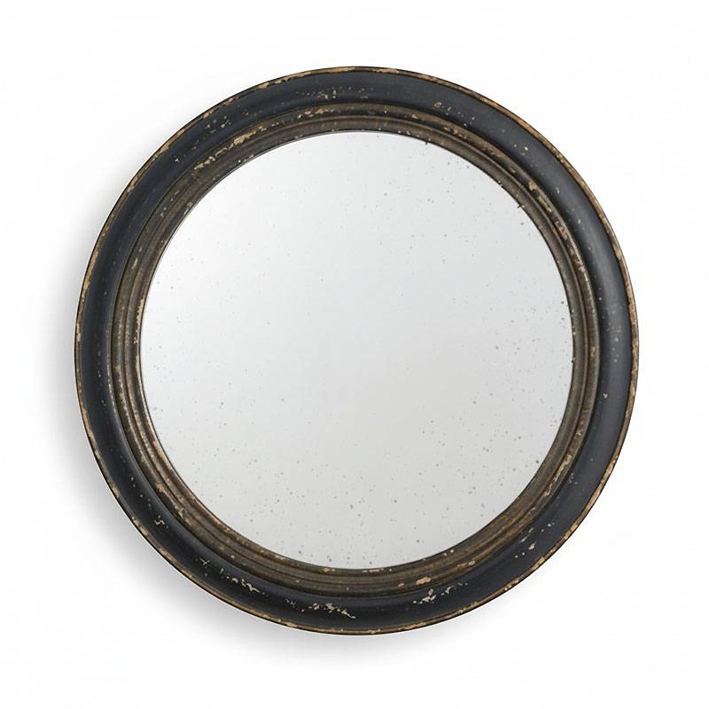 La Grande Prairie - Miroir rond noir vintage 60x60x2cm