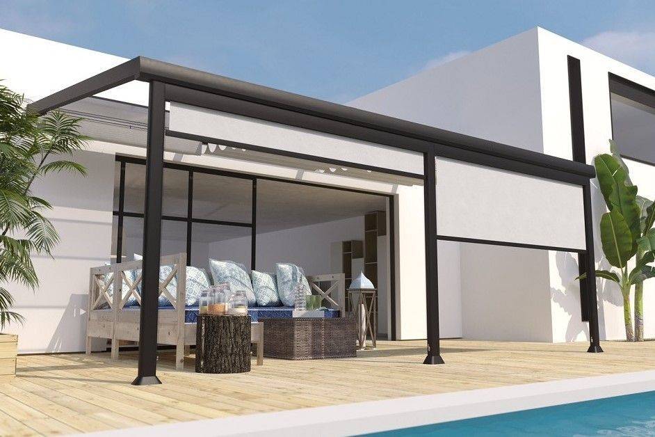 Couleurs du monde - Pergola adossée alu 3,5×6 m avec panneaux coulissants en polycarbonate – Couleurs du Monde - Imagen 2