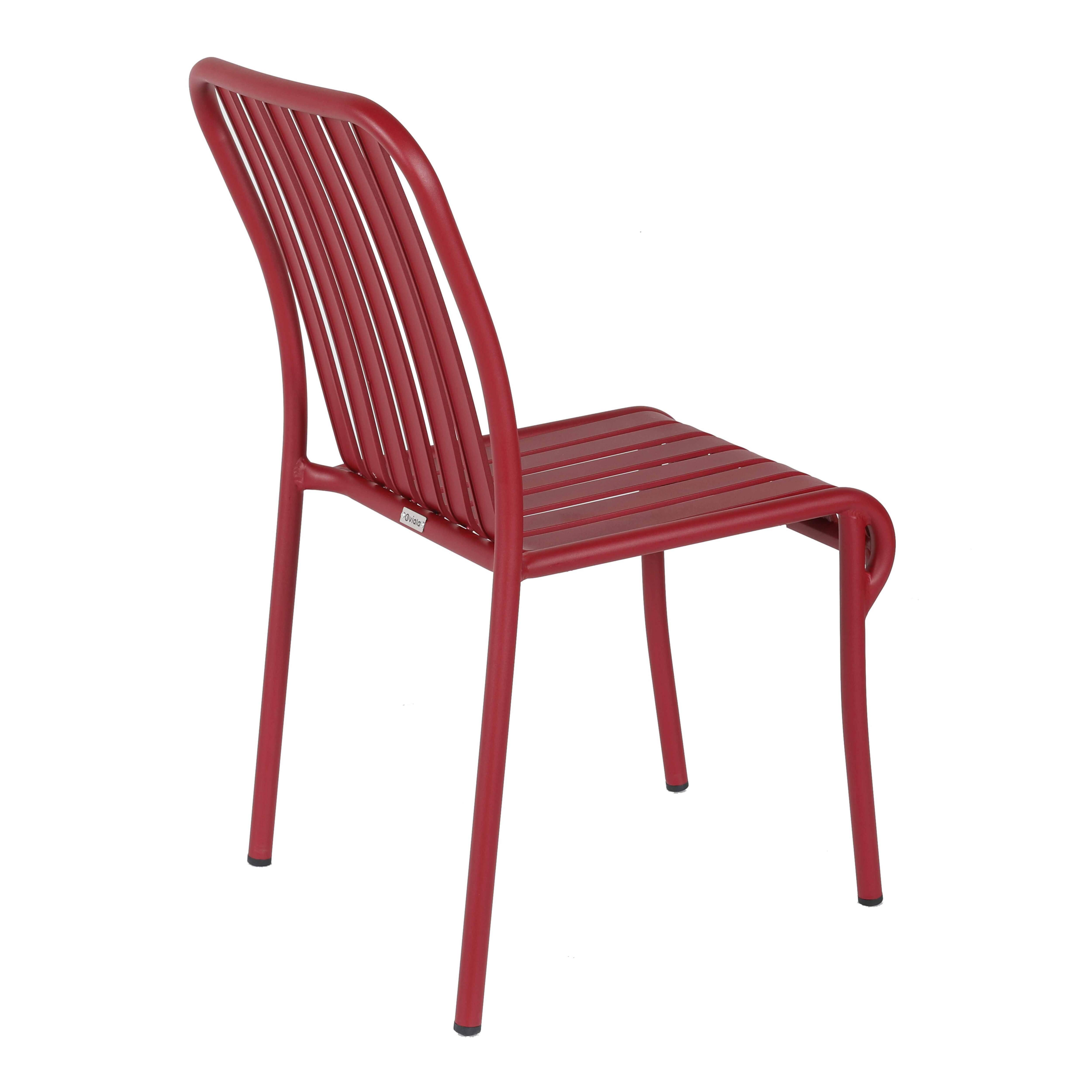 Oviala - Chaise design de terrasse en aluminium rouge Faro - Oviala - Imagen 4