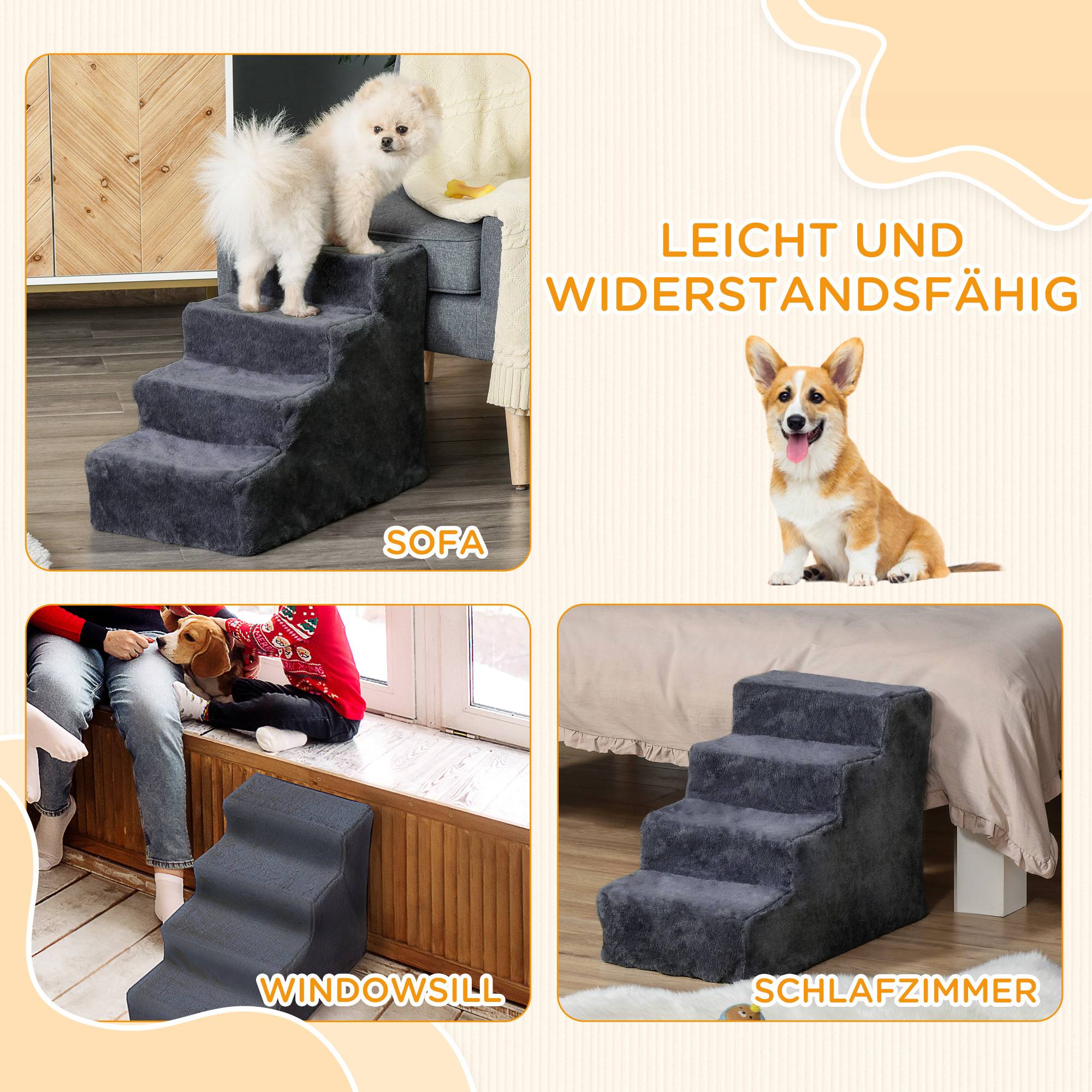 Escalier chien 4 marches, housse amovible, petits chiens, 44 cm, gris foncé - Image 9