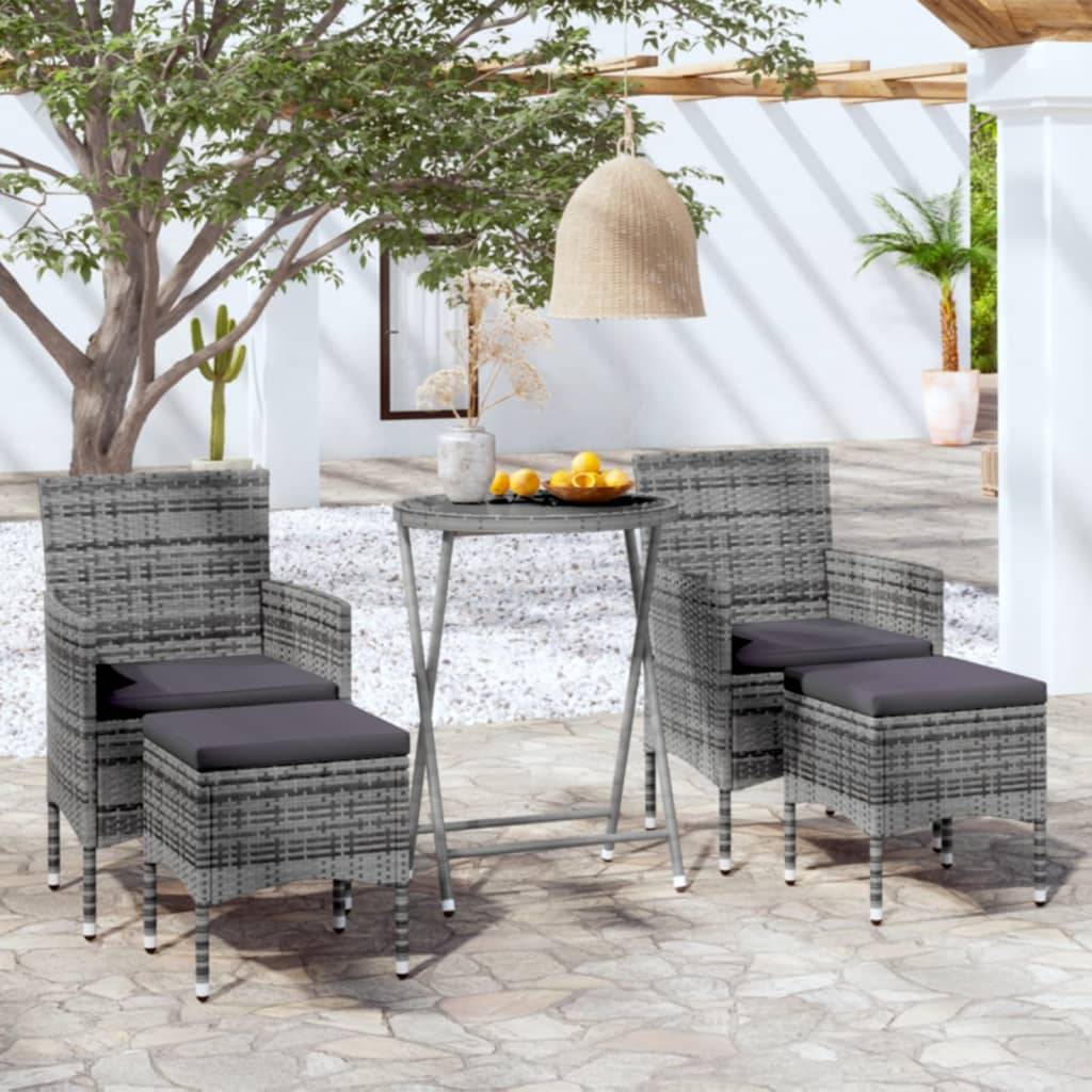 ComfortXL - Salon de Jardin 5 Pièces Rond Résine Tressée avec Repose-pieds Gris – ComfortXL Outdoor Living
