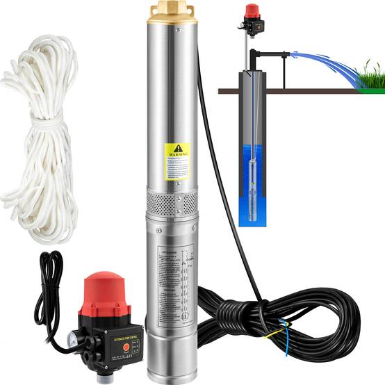 VEVOR Pompe Immergée Pompe à Eau pour Puits Profond Inox 750 W 105 L/min 62 m - Image 1