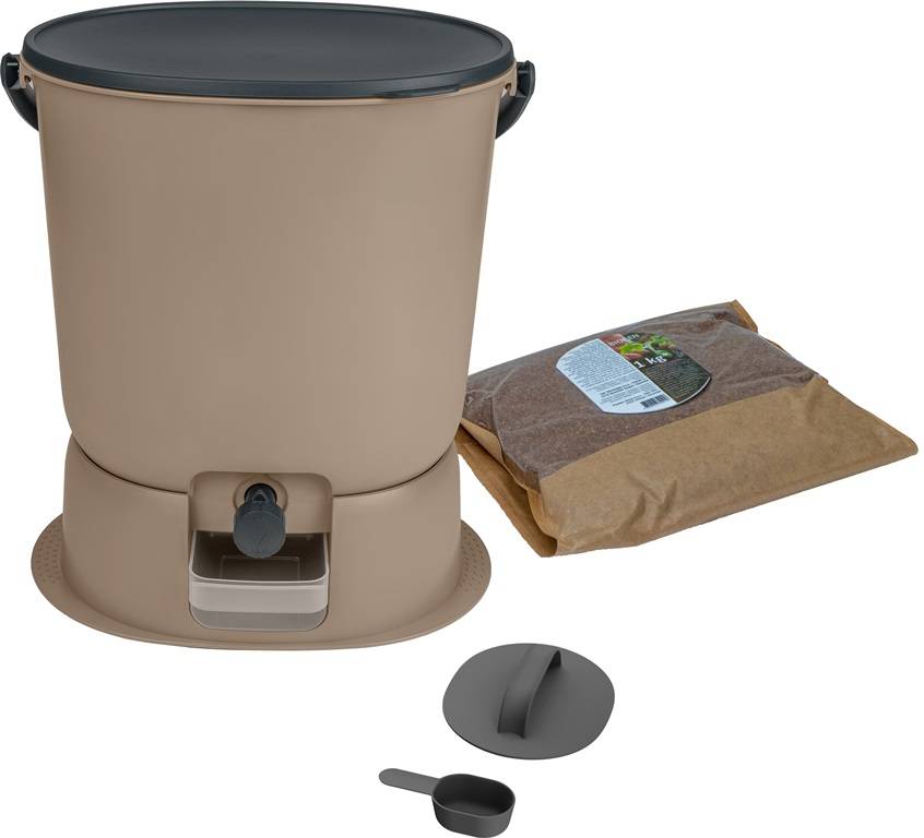 Composteur Bokashi Essential 15,3L +1Kg Brain+Base-Capuccino - Imagen 1