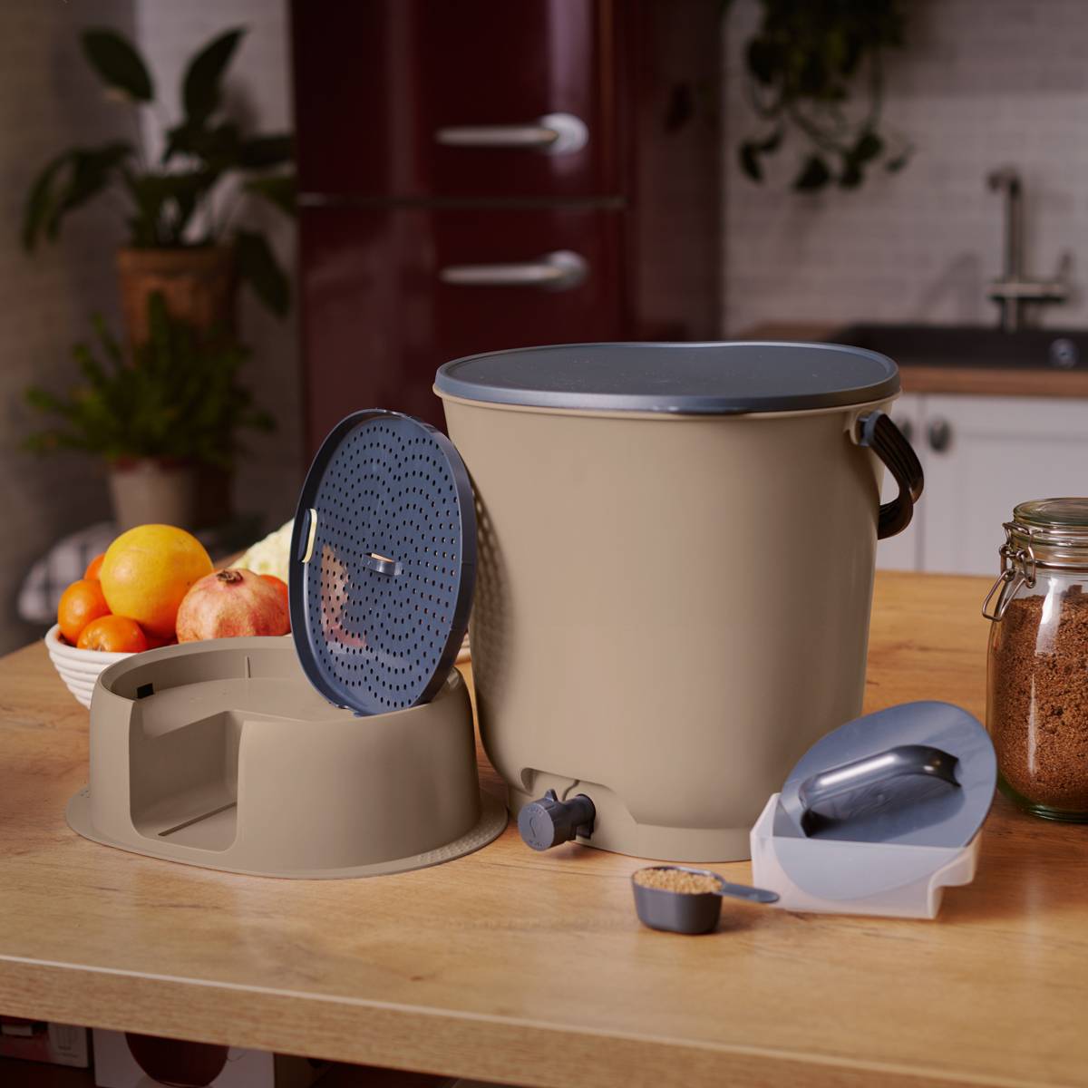 Composteur Bokashi Essential 15,3L +1Kg Brain+Base-Capuccino - Imagen 2