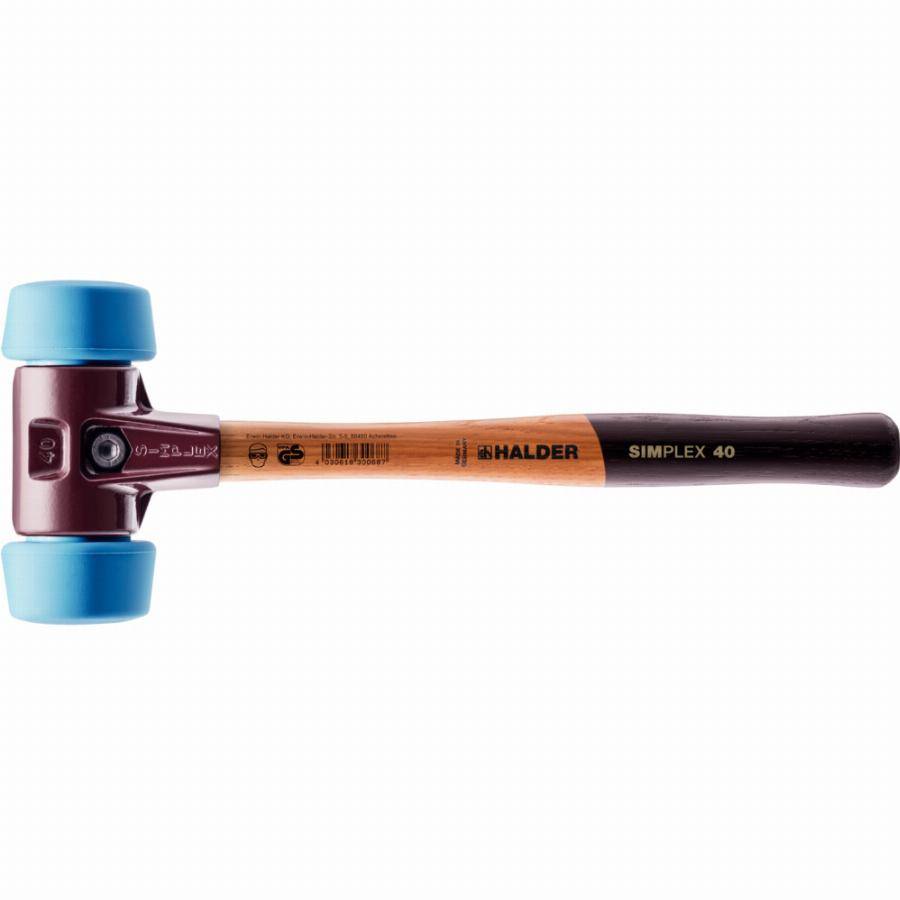Maillet HALDER SIMPLEX TPE souple avec boîtier en fonte malléable et manche en bois de haute qualité - D=50 mm - 3001.051