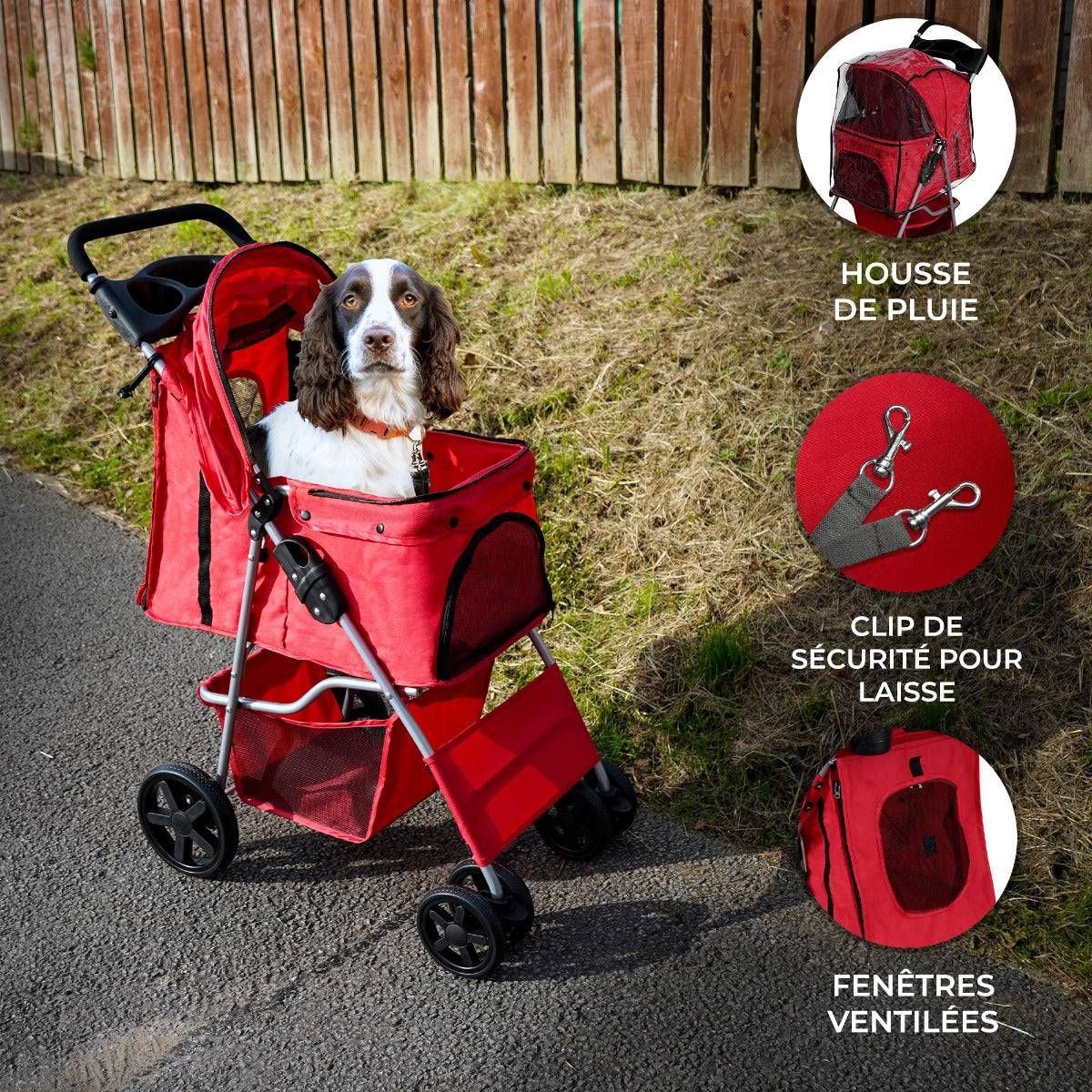 Monstershop - Poussette pour Animal de Compagnie – Rouge - Monstershop - Imagen 2