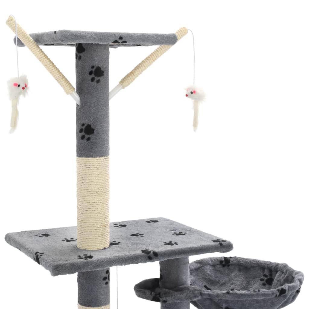 Helloshop26 - Arbre à chat griffoir grattoir niche jouet animaux peluché 230-250 cm empreintes de pattes gris - Imagen 5