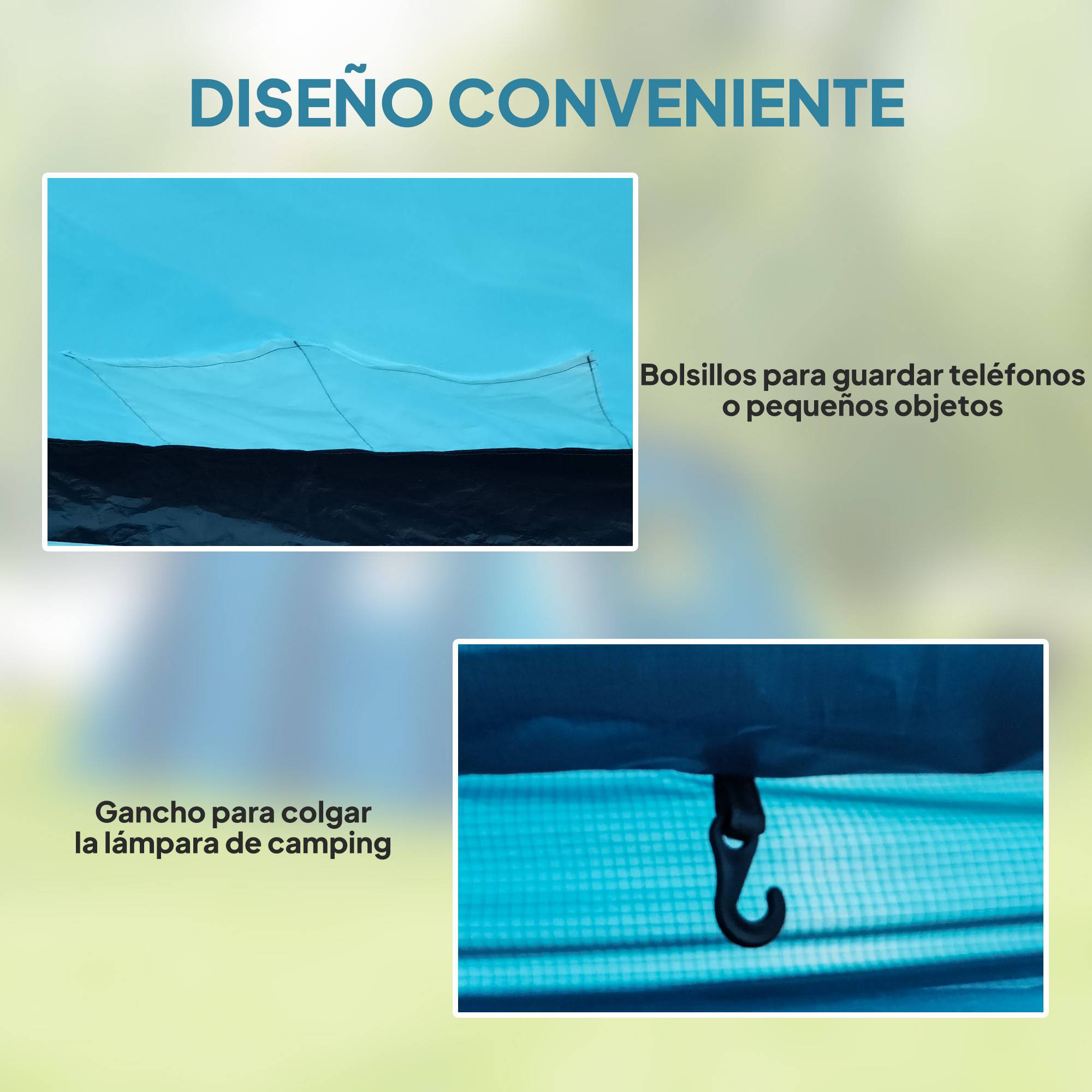 Tente tunnel gonflable pour 3 à 6 personnes avec vestibule, fenêtres en filet et sac de transport étanche (bleu) - Image 10