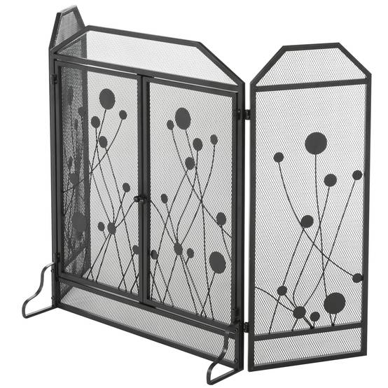 Pare-feu pliable en acier noir et métal avec 2 portes à fermeture magnétique, 125 x 80 cm - Image 6
