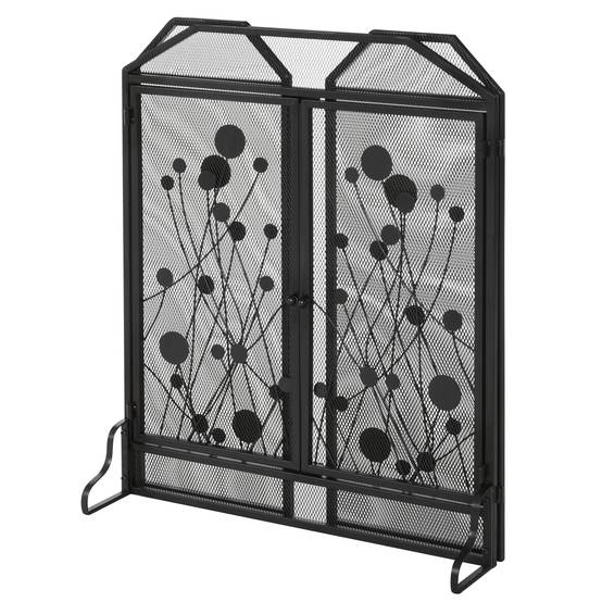Pare-feu pliable en acier noir et métal avec 2 portes à fermeture magnétique, 125 x 80 cm - Image 5