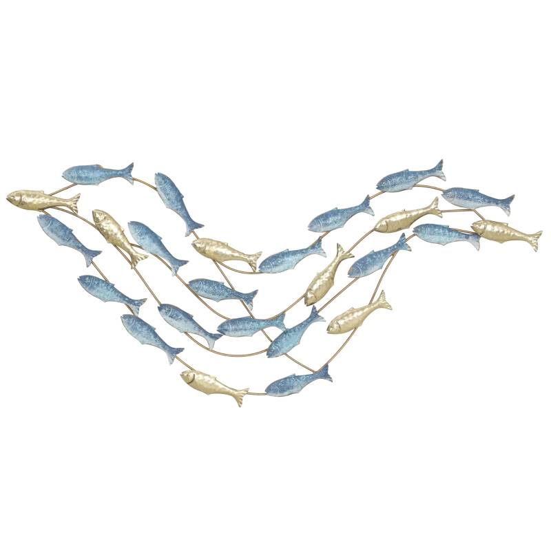 Décoration murale poissons métal pour salon design moderne bleu clair 99,7x50,2cm - ComfortXL Outdoor Living - Image 2