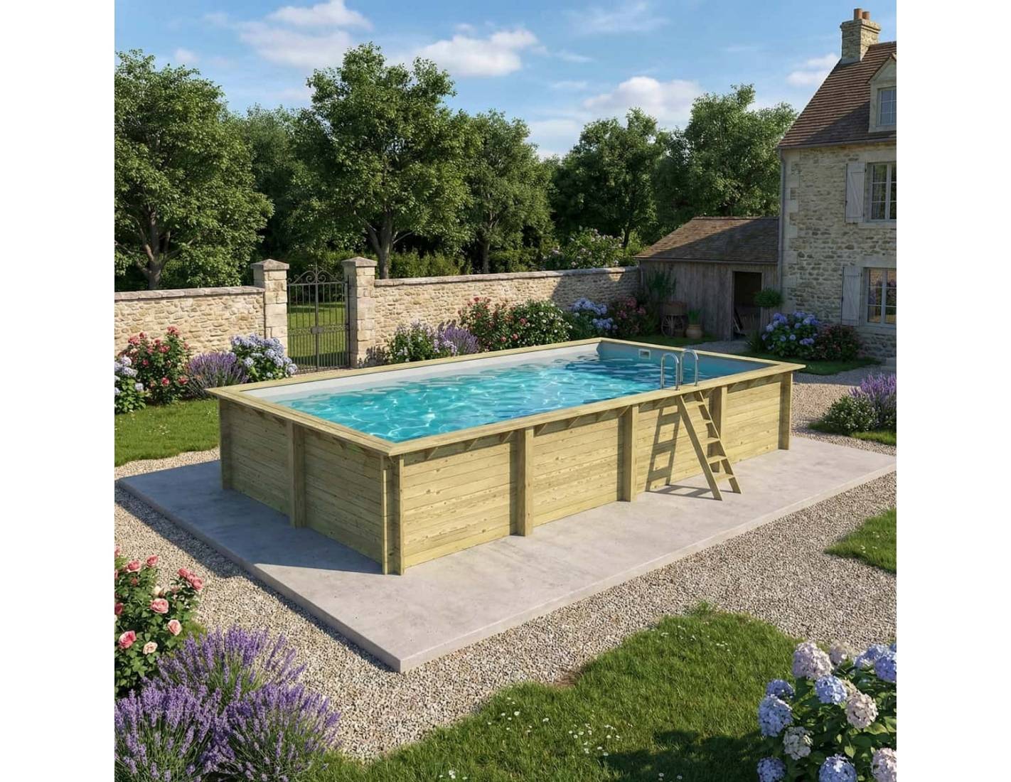 Altanka - Piscine hors sol en bois AQUA 8.5 x 4.35 - H.1.45 m, gris clair, fixations à visser - BAS7309OSPL2 - ALTANKA - Image 2